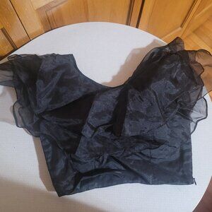 Beautiful stylish Organza Frill blouse in black Size 32 bust NWT